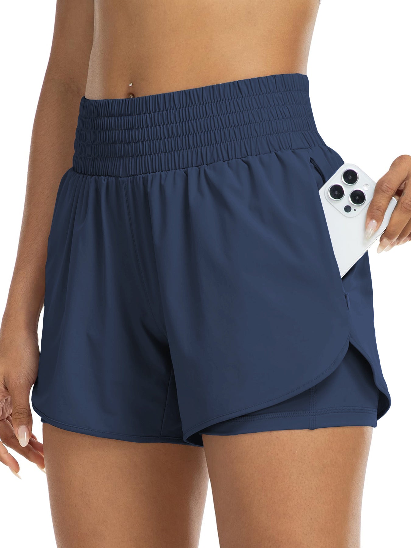 Women's High-Rise Layered Shorts – Comfy Skinny Fit with Pocket Detail🔥Buy 2 Free Shipping