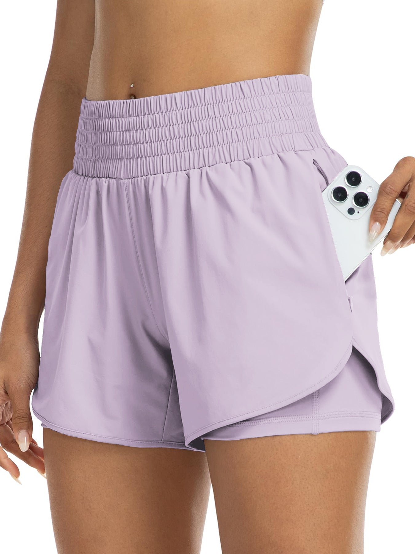 Women's High-Rise Layered Shorts – Comfy Skinny Fit with Pocket Detail🔥Buy 2 Free Shipping