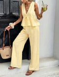🎉New Arrival💛Women‘s Retro Two-Piece | Striped Sleeveless Top & Wide Leg Pants🔥Buy 2 Free Shipping