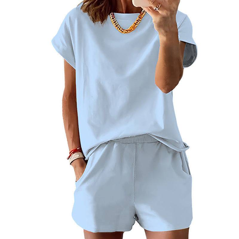 Casual Fitted Set | Short Sleeve Tee & High-Rise Shorts🔥Buy 2 Free Shipping