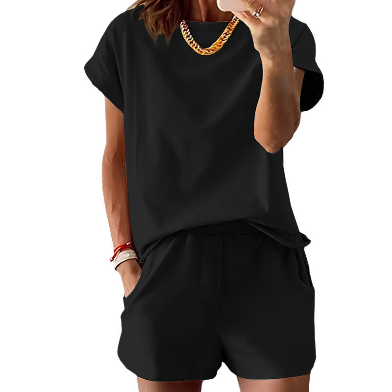 Casual Fitted Set | Short Sleeve Tee & High-Rise Shorts🔥Buy 2 Free Shipping