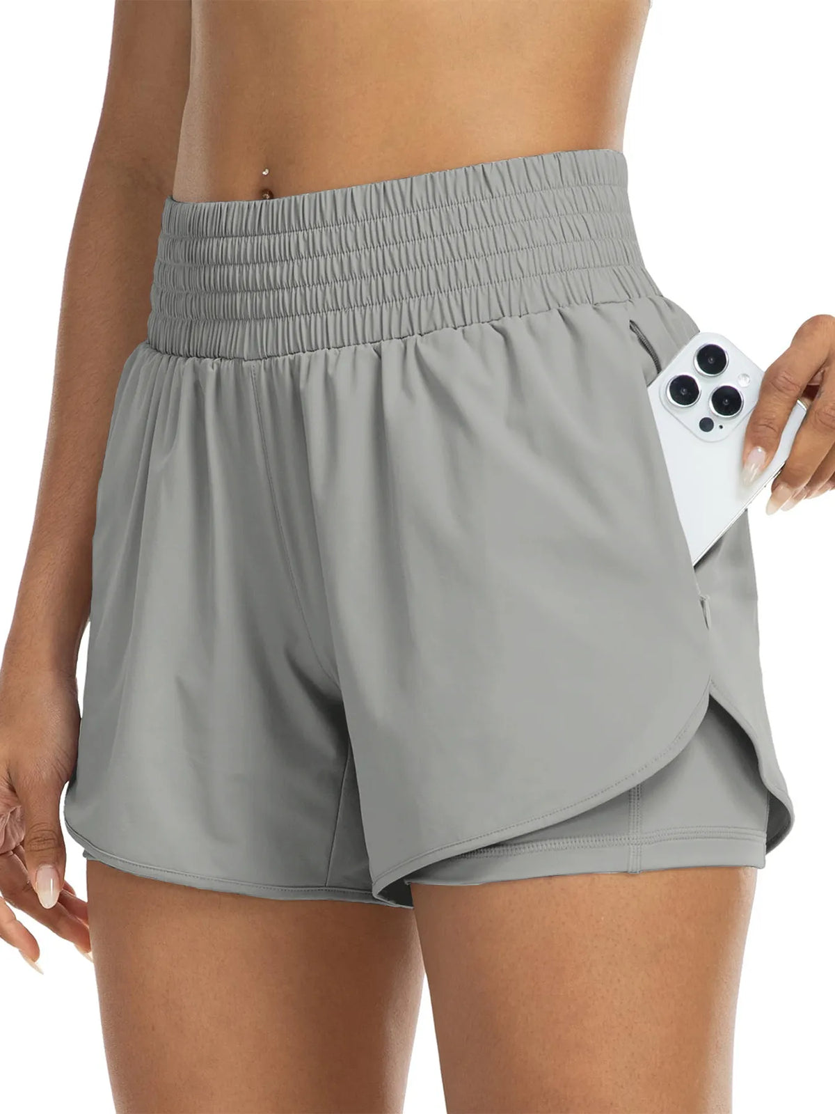 Women's High-Rise Layered Shorts – Comfy Skinny Fit with Pocket Detail🔥Buy 2 Free Shipping