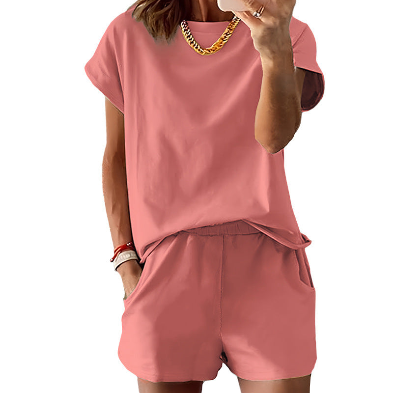 Casual Fitted Set | Short Sleeve Tee & High-Rise Shorts🔥Buy 2 Free Shipping