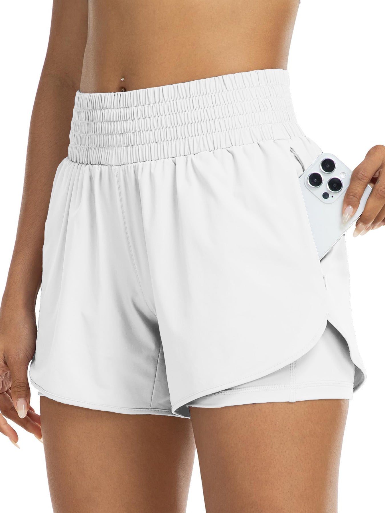 Women's High-Rise Layered Shorts – Comfy Skinny Fit with Pocket Detail🔥Buy 2 Free Shipping