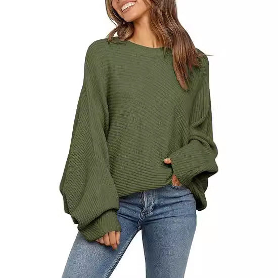 🎉New Arrival💛Women‘s Chic Batwing Sweater | Round Neck, Relaxed Fit, Spring Fall Top🔥Buy 2 Free Shipping& 10% off