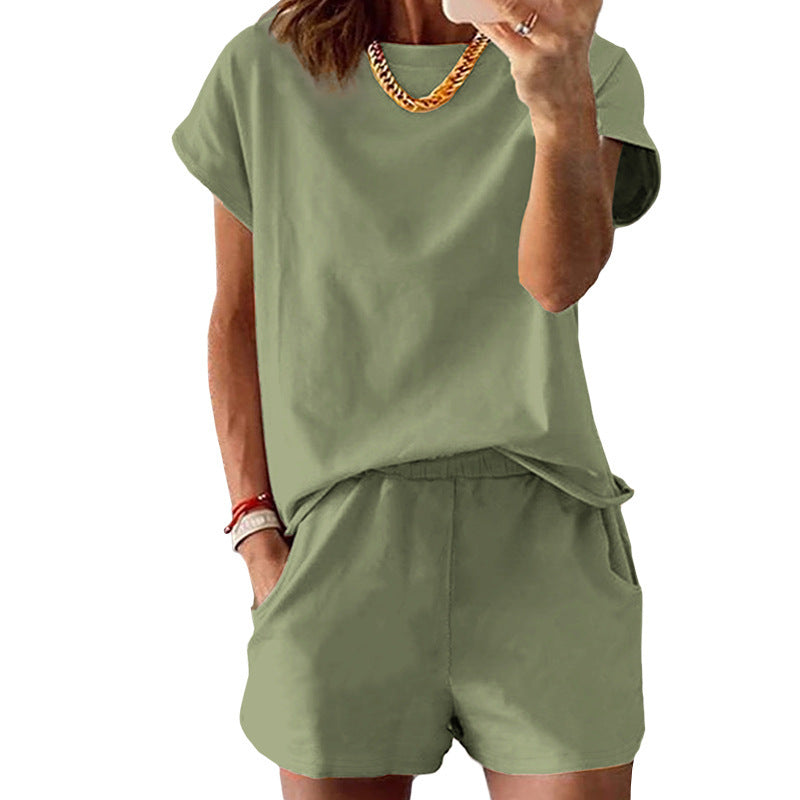 Casual Fitted Set | Short Sleeve Tee & High-Rise Shorts🔥Buy 2 Free Shipping