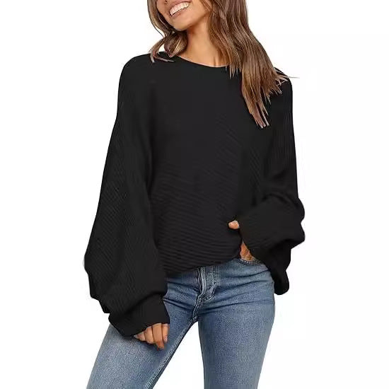 🎉New Arrival💛Women‘s Chic Batwing Sweater | Round Neck, Relaxed Fit, Spring Fall Top🔥Buy 2 Free Shipping& 10% off