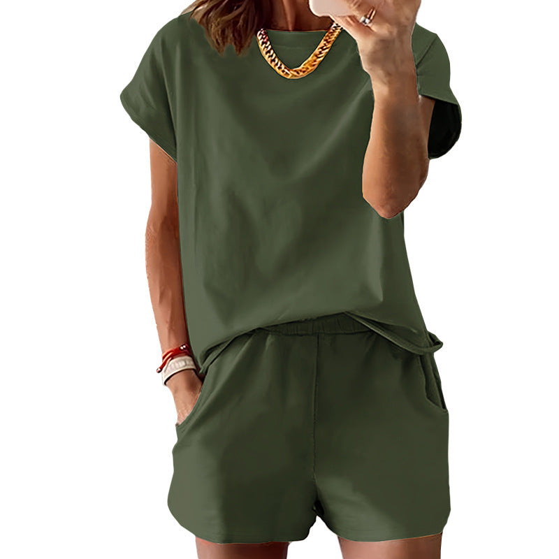 Casual Fitted Set | Short Sleeve Tee & High-Rise Shorts🔥Buy 2 Free Shipping