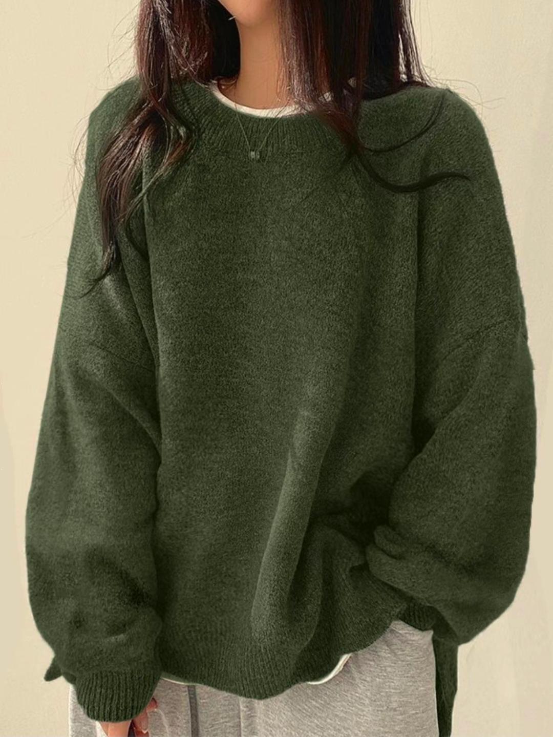 🎉New Arrival💛Casual Split Hem Sweater | Drop Shoulder, Round Neck, Fall Winter🔥Buy 2 Free Shipping& 10% off