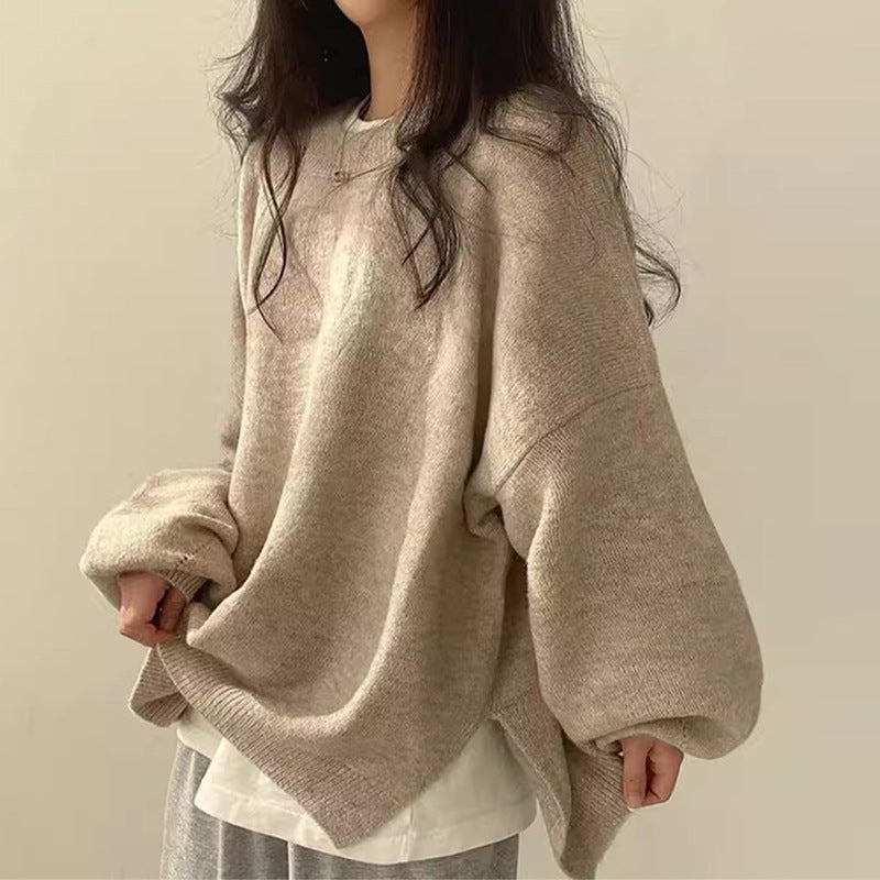 🎉New Arrival💛Casual Split Hem Sweater | Drop Shoulder, Round Neck, Fall Winter🔥Buy 2 Free Shipping& 10% off