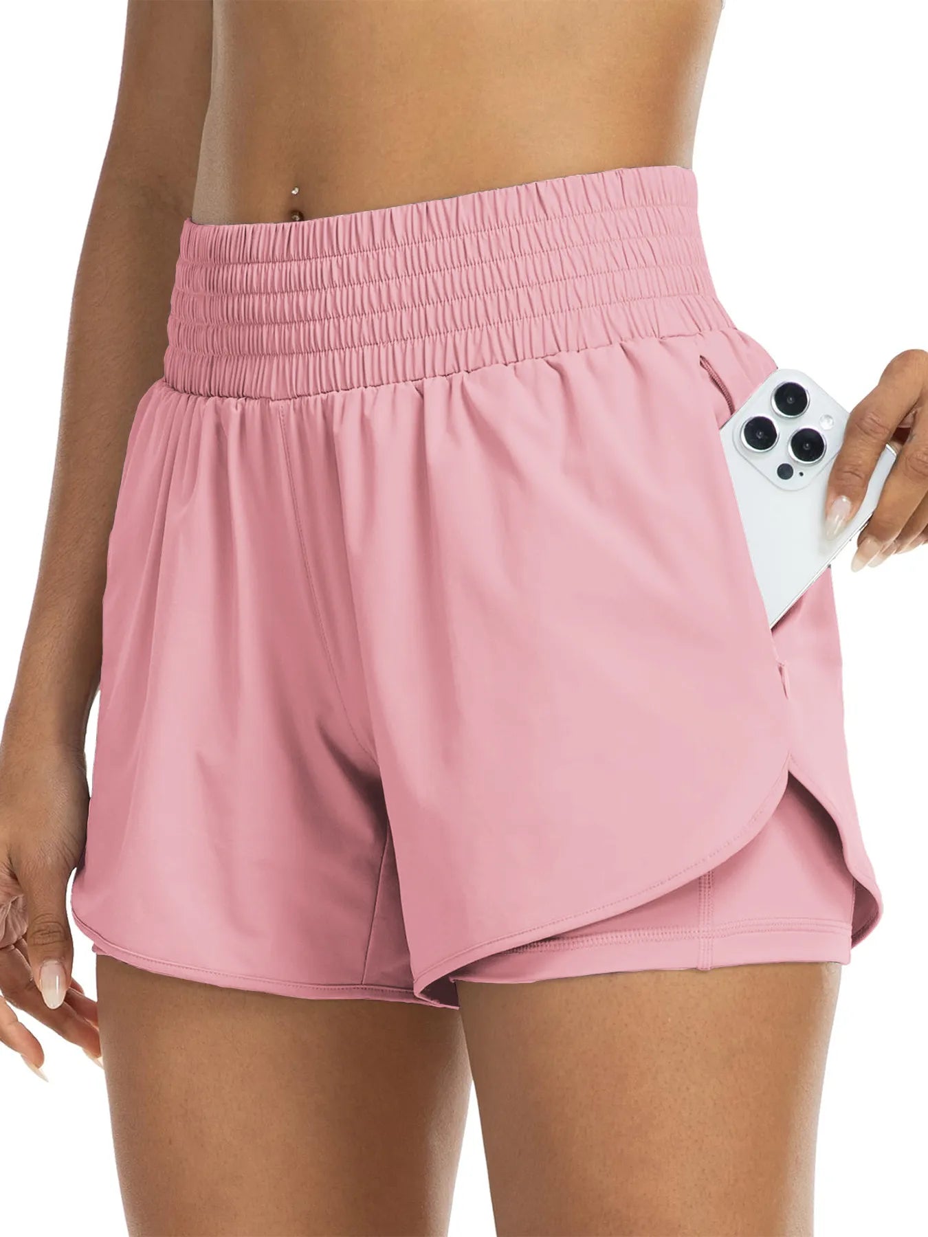 Women's High-Rise Layered Shorts – Comfy Skinny Fit with Pocket Detail🔥Buy 2 Free Shipping