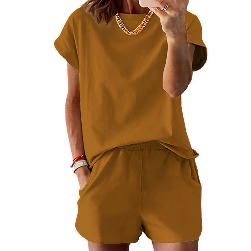 Casual Fitted Set | Short Sleeve Tee & High-Rise Shorts🔥Buy 2 Free Shipping