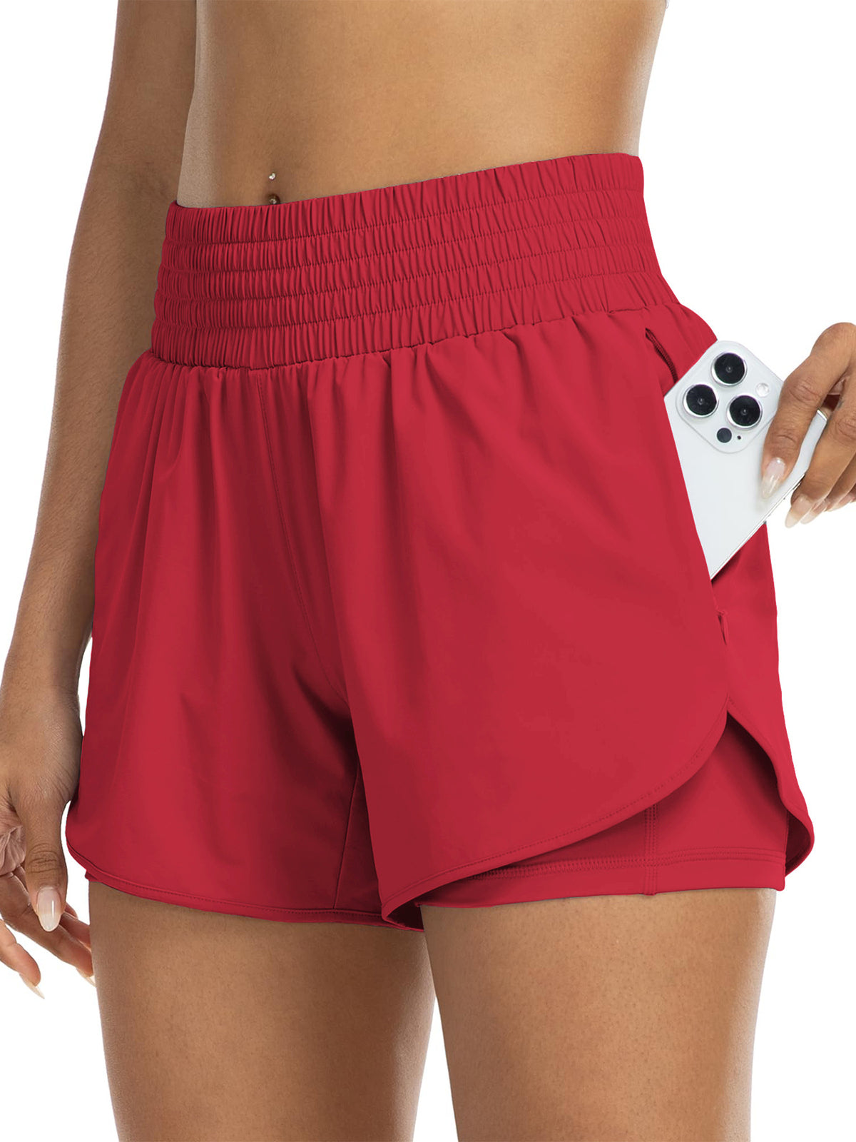 Women's High-Rise Layered Shorts – Comfy Skinny Fit with Pocket Detail🔥Buy 2 Free Shipping
