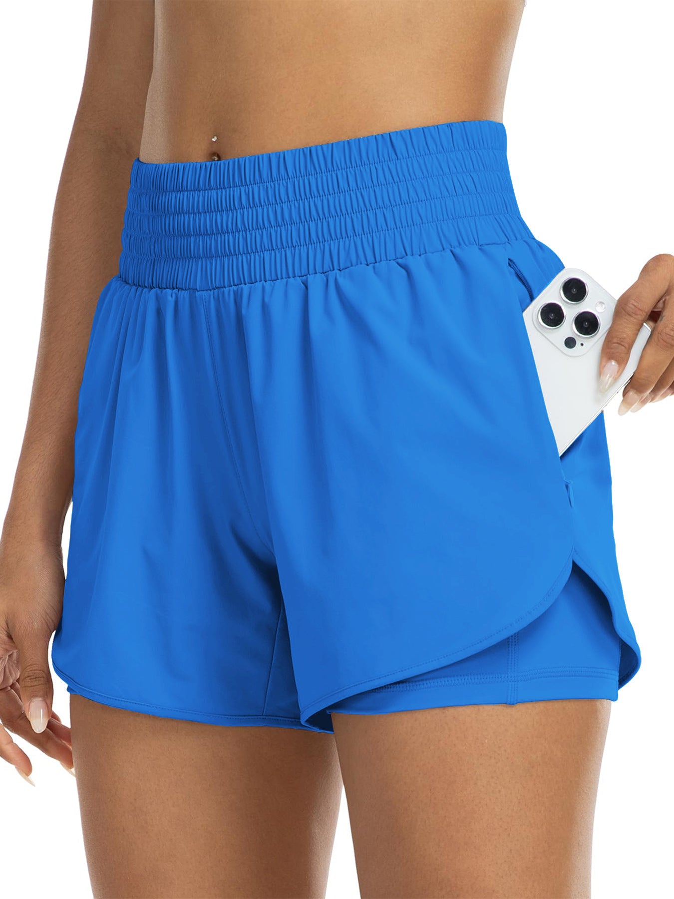 Women's High-Rise Layered Shorts – Comfy Skinny Fit with Pocket Detail🔥Buy 2 Free Shipping