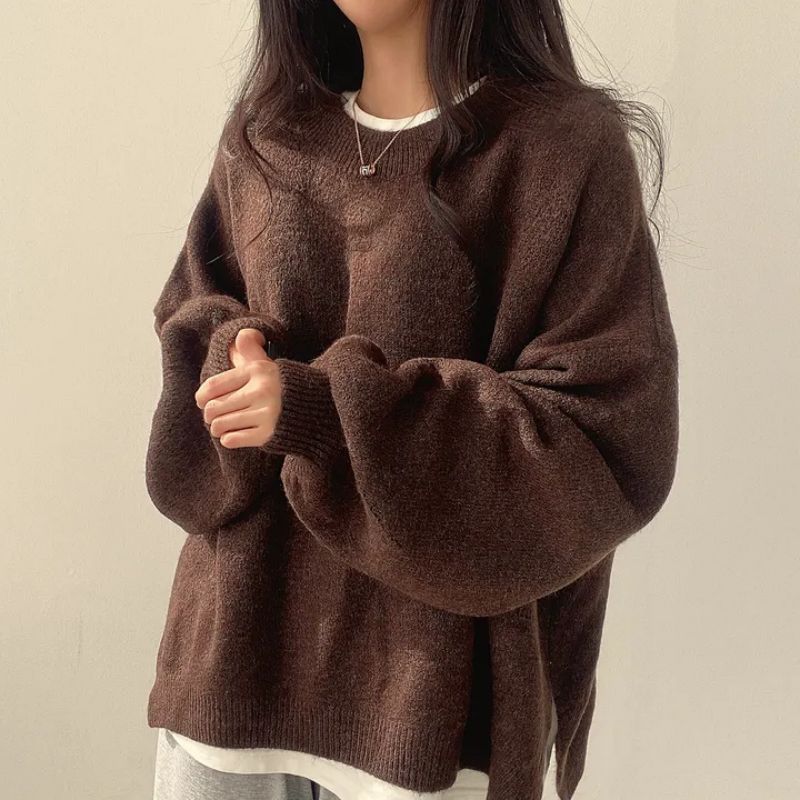 🎉New Arrival💛Casual Split Hem Sweater | Drop Shoulder, Round Neck, Fall Winter🔥Buy 2 Free Shipping& 10% off
